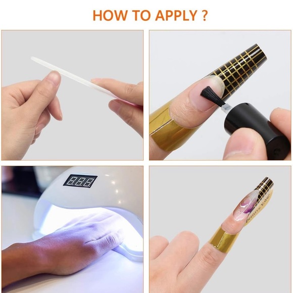 AHIER Nail Forms, 200PCS Acrylic Nail Forms, Gold Horseshoe Nail Extension Tips. - Picture 6 of 6